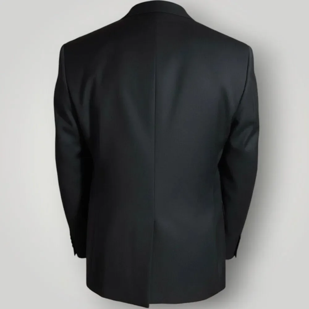 CALVIN KLEIN Slim Fit Mens Blazer 48L Sport Coat 2-Button Suit Jacket Black Wool